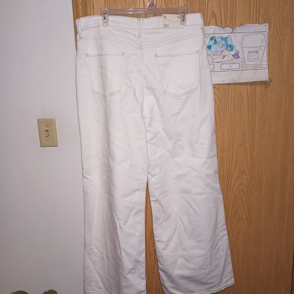 a.n.a - Plus Women's High Rise Wide Leg Jean White size 14 - Picture 5 of 6